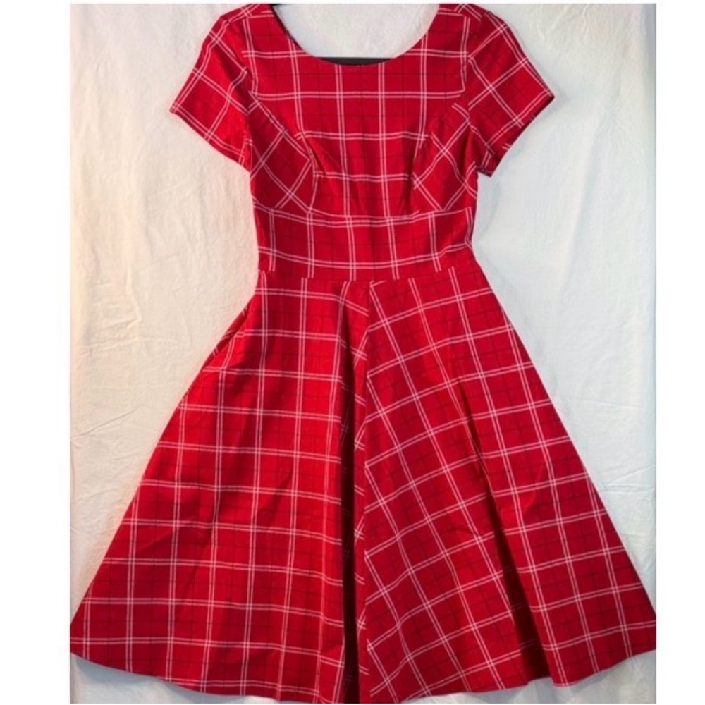Red Plaid Fit-and-Flare Dress